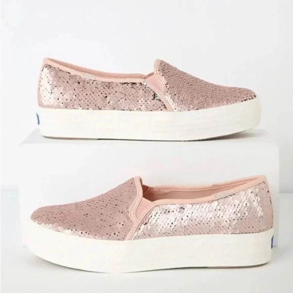 Keds Decker Reverse Sequin Shoes,‎ size 8| Slip-On Pink Silver  Sequins - Picture 4 of 9